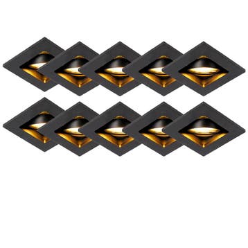 Set van 10 smart inbouwspots zwart incl. Wifi GU10 - Qure, Verzenden, Nieuw, Modern