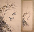 Herfstgrassen en twee kleine vogels - hangende rol -