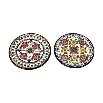 Ceraplat - 2 Handbeschilderde Spaanse (wand)bordjes - 9 cm, Antiek en Kunst, Ophalen of Verzenden