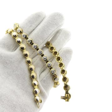 Bicolor gouden tennis collier met diamanten (Ketting), Gebruikt, Overige kleuren, Ophalen of Verzenden, Met edelsteen