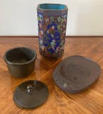 Bronze lidded pot - inkstone - Penseelpot (3) - Brons,