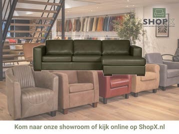Leren hoekbank Flow - 2,5 zits arm links + longchair rechts, 250 tot 300 cm, Hoekbank, Nieuw, Ophalen of Verzenden