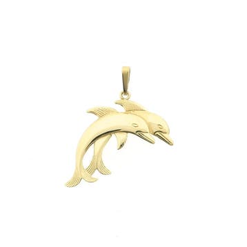 Gouden hanger van dolfijnen (Hanger of bedel), Ophalen of Verzenden, Gebruikt, Goud, Overige merken