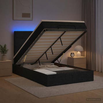 vidaXL Ottoman Bed met Matrassen en LED Zwart 120 x 190 cm, Verzenden, Nieuw, Twijfelaar, Zwart