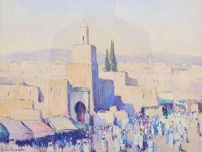Orientalist School (XIX-XX) - Light Over The Medina, Antiek en Kunst, Kunst | Schilderijen | Klassiek