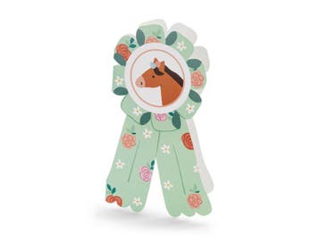 Uitnodiging Paarden Rozet Vorm Bella (6st), Ophalen of Verzenden, Nieuw