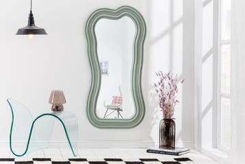 Design wandspiegel ALICE II 100cm pastel saliegroen - 43163, Huis en Inrichting, Woonaccessoires | Spiegels, Ophalen of Verzenden