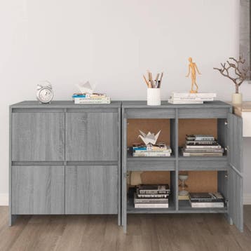 vidaXL Dressoirs 2 st 70x41x75 cm bewerkt hout grijs sonoma, Verzenden, Nieuw, 50 tot 100 cm, 25 tot 50 cm