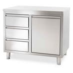 HCB Werkkast - 3 lades - afvalbak - 100 cm - RVS, Verzenden, Nieuw in verpakking, Overige typen