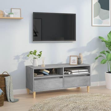 vidaXL Tv-meubel 100x34,5x44,5 cm bewerkt hout betongrijs, Minder dan 50 cm, Verzenden, Nieuw, Minder dan 100 cm