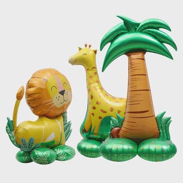 Grote 4D Folieballonnen Leeuw & Giraf - Jungle Safari Thema