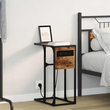 vidaXL Nachtkastje Gerookt eiken 41,5 x 26 x 60,5 cm Bewerkt, Minder dan 45 cm, Verzenden, Nieuw, 55 tot 70 cm