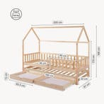 Kinderbed Aarghonmaa met matras uitschuifbed en opberglades, Verzenden, Nieuw