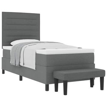 vidaXL Boxspringbed met kussen Donkergrijs 90 x 190 cm Stof, Eenpersoons, Verzenden, Nieuw, Stof