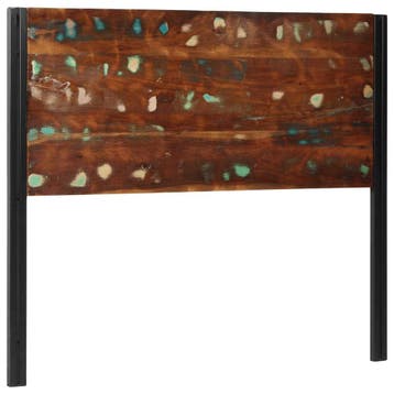 vidaXL Hoofdeinde 120 cm massief gerecycled en ijzer, Verzenden, Nieuw, Bruin, Hout