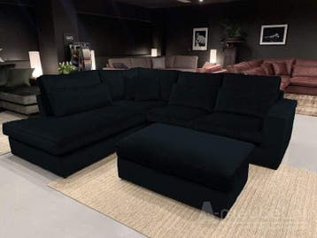 Hoekbank Leusden - hoekbanken - Zwart - Velvetstof, Nieuw, 150 cm of meer, Stof, 250 tot 300 cm
