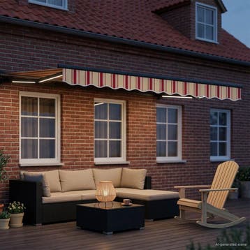 vidaXL Handmatig knikarmscherm met solar LED 3,5 x 2,5 m, Verzenden, Nieuw
