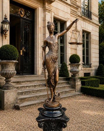 Beeld, Bronze XL - Lady of Justice - 100 cm - Brons, Marmer