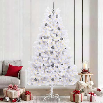 vidaXL Kunstkerstboom 240 cm PVC en staal Wit, Diversen, Verzenden, Nieuw