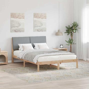 vidaXL Bedframe Bruin en lichtgrijs 160 x 200 cm Massief, Verzenden, Nieuw, Bruin, Hout