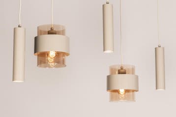 Rietveld Hanglampen - Beige - Glas, Metaal, Verzenden, Nieuw