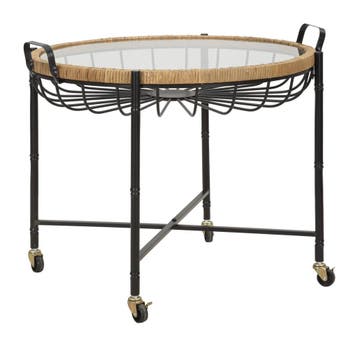 SALONTAFEL CEBU MET GLAS EN PUTTEN CM 70,5X65X57, Ophalen of Verzenden, Nieuw
