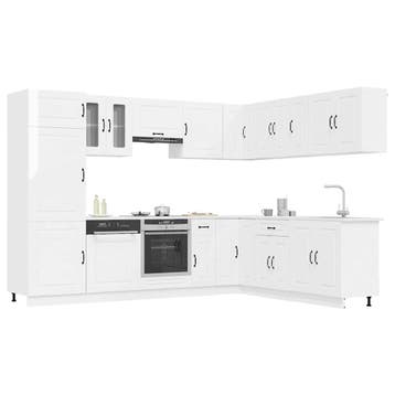 vidaXL 14-delige Keukenkastenset Kalmar bewerkt hout, Verzenden, Nieuw, Wit