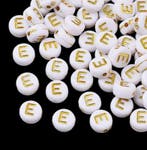 Letterkraal per stuk Acryl wit met gouden letters 7mm, ga..., Ophalen of Verzenden, Nieuw, Kraal