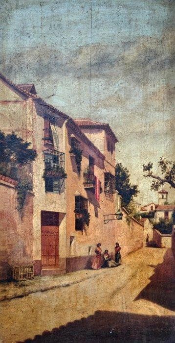 École costumbriste espagnole (XIX) - Conversation dans la