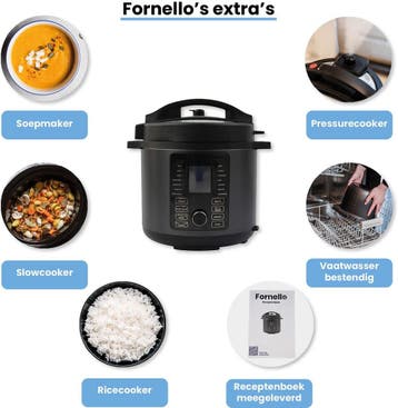 Fornello Multicooker 6L Slowcooker met Timer &amp; Kookboek, Ophalen of Verzenden, Gebruikt