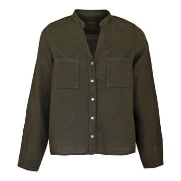 Backstage • linnen blouse in dark olive • XS, Verzenden, Backstage, Nieuw, Maat 34 (XS) of kleiner