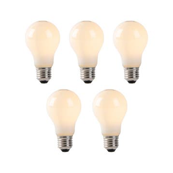Set van 5 E27 LED lampen opaal glas 1W 80 lm 2200K, Verzenden, Nieuw