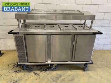 RVS Rieber Verrijdbare koelwerkbank 3 deuren en saladiere, Ophalen of Verzenden, Gebruikt