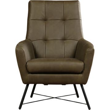 Leren fauteuil Proud - Rancho Green (olijf/groen), Nieuw, Ophalen of Verzenden, 75 tot 100 cm, Industrieel, Modern