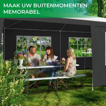 MaxxGarden Partytent 3x6m met zijwanden - Zwart (Tuin), Tuin en Terras, Partytenten, Verzenden, Nieuw