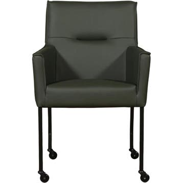 Leren eetkamerstoel met wieltjes en armleuning Lucky -, Huis en Inrichting, Stoelen, Overige kleuren, Bohemian, Industrieel, Modern, Scandinavisch