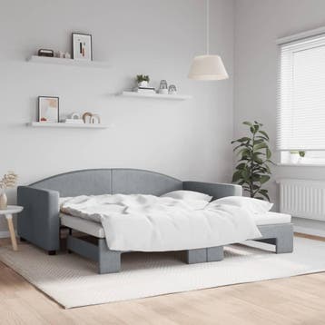 vidaXL Slaapbank met onderschuifbed 100x190 cm stof, 100 cm, Eenpersoons, Verzenden, Nieuw