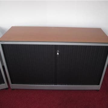 (MDK-102249) Ahrend roldeurkast 75 cm hoog zilvergrijs, Ophalen of Verzenden, Gebruikt