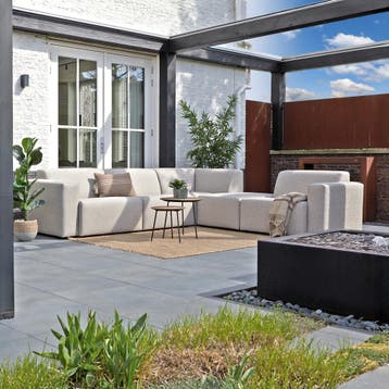 *WOONWINKEL* Beige Buiten Hoekbank All-weather Met Tussenhoc, Verzenden, Nieuw