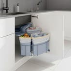 Inbouw prullenbak Kollby 3 bakken 2x12l 1x6l grijs [en.casa], Huis en Inrichting, Woonaccessoires | Prullenbakken, Verzenden, Nieuw