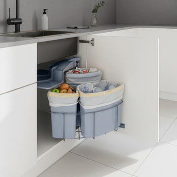 Inbouw prullenbak Kollby 3 bakken 2x12l 1x6l grijs [en.casa], Huis en Inrichting, Woonaccessoires | Prullenbakken, Verzenden, Nieuw
