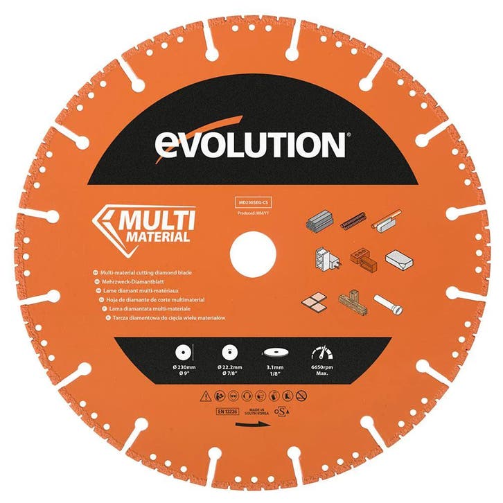 Evolution 230mm diamantblad Multi Material | MD230SEG-CS, Doe-het-zelf en Verbouw, Gereedschap | Machine-onderdelen en Toebehoren