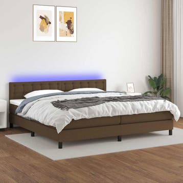 vidaXL Boxspring met matras en LED stof donkerbruin 200x200, Bruin, Verzenden, Overige maten, 200 cm
