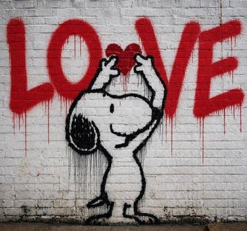 EMIR BERCUTTE - SNOOPY STREET ART LOVE 16 - Toile L -