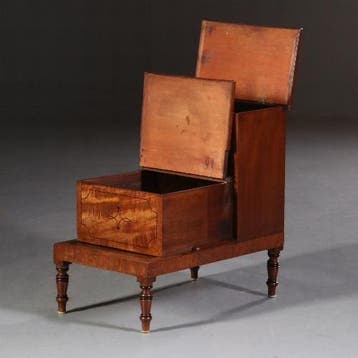 Bibliotheektrapje in mahonie ca 1830 met 2 compartimenten e, Antiek en Kunst, Ophalen of Verzenden