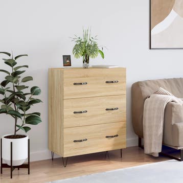 vidaXL Dressoir 69,5x34x90 cm bewerkt hout sonoma, Verzenden, Nieuw, 50 tot 100 cm, 25 tot 50 cm