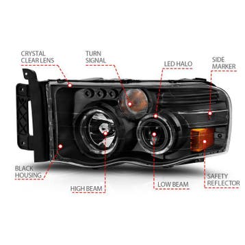 ANZO 2002-2005 Dodge Ram 1500 Projector Headlights w/ Halo, Ophalen of Verzenden, Nieuw