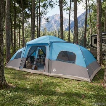 vidaXL Gezinstent met regenzeil waterdicht 18-persoons Blauw, Caravans en Kamperen, Verzenden, Nieuw, Tot en met 2