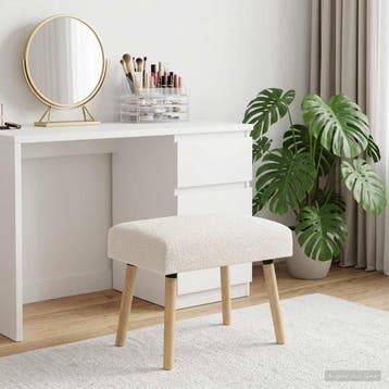 vidaXL Bank Effen Crèmekleurig 60 x 40 x 45 cm Bouclé, Huis en Inrichting, Banken | Bankstellen, Verzenden, Nieuw, Stof
