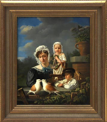 Henri Voordecker (1779-1861), Vrouw met kinderen en duiven